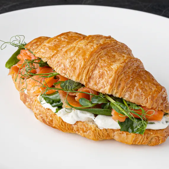 Croissant with salmon and cream cheese